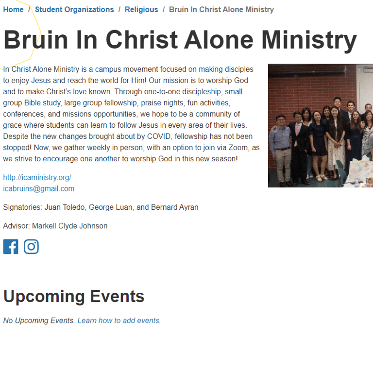 Christian Organizations in Los Angeles California - Bruin In Christ Alone Ministry