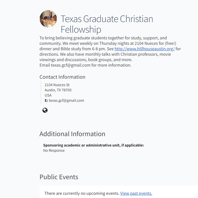Christian Organization in Texas - Texas Graduate Christian Fellowship